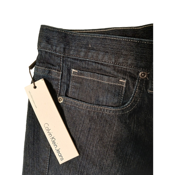 NEW Calvin Klein Jeans Women's Sz 33 16 XL Dark Blue Denim Skinny Embroidered - Picture 7 of 16